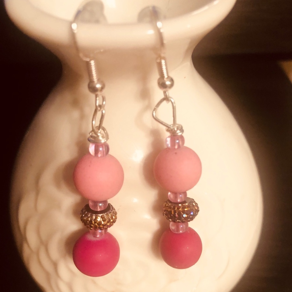 Forest Fairy Pink glitter Earrings